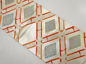 アンティーク　竹格子模様織り出し袋帯（材料）